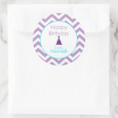 Violet Chevron Custom Happy Birthday Stickers (Tas)