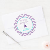 Violet Chevron Custom Happy Birthday Stickers (Envelop)