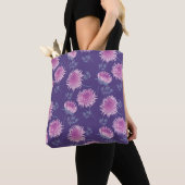 Violet Chrysanthemum Bloem Patroon Tote Bag (Dichtbij)