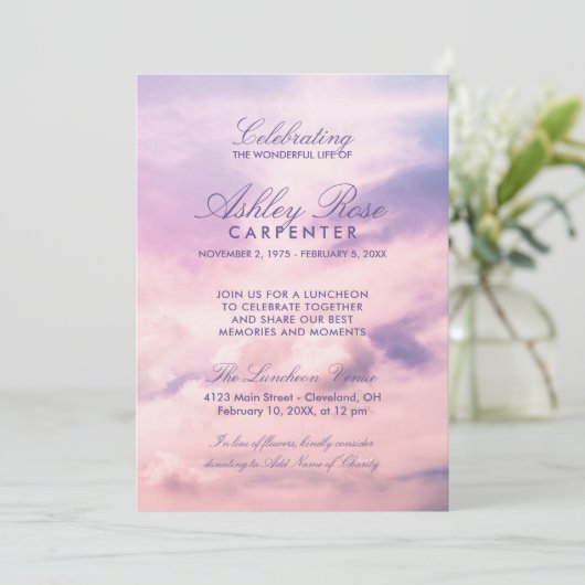 Violet Clouds Celebration of Life Memorial Kaart (Staand voorkant)