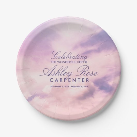 Violet Clouds Celebration of Life Memorial Papieren Bordje (Voorkant)