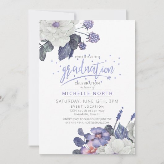 Violet Confetti Floral Afstuderen ID509 Kaart (Voorkant)