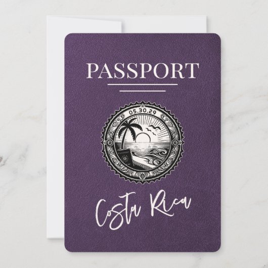 Violet Costa Rica Paspoort Uitnodiging voor een br (Achterkant)