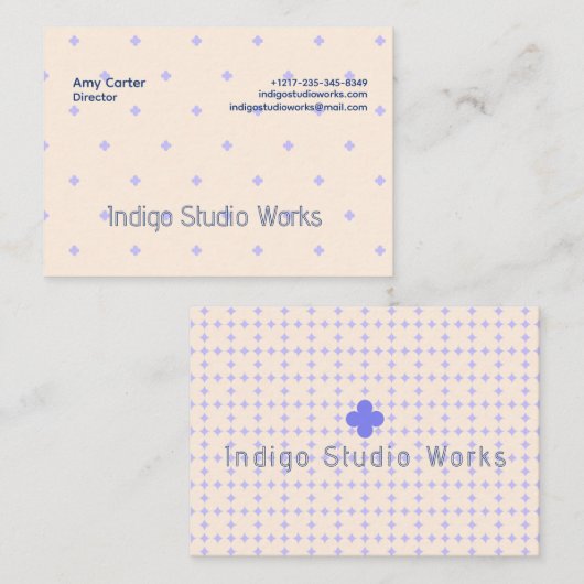 Violet Cream Yellow Flower Modern Business Card Visitekaartje (Voorkant / Achterkant)
