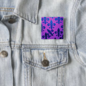 Violet Crooked Fleur De Lis Vierkante Button 5,1 Cm (In situ)