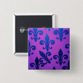 Violet Crooked Fleur De Lis Vierkante Button 5,1 Cm (Voorkant /achterkant)