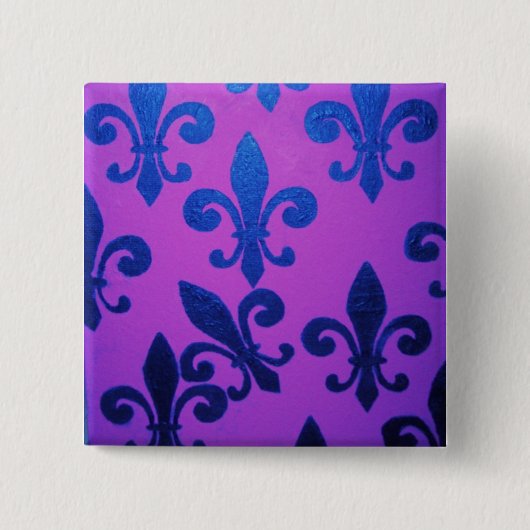Violet Crooked Fleur De Lis Vierkante Button 5,1 Cm (Voorkant)