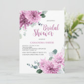 Violet Dahlia Eucalyptus Greenery Vrijgezellenfees Kaart (Staand voorkant)