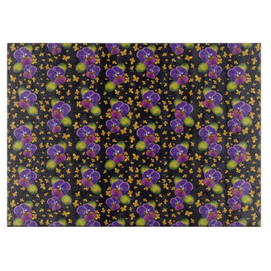 Violet Dark Floral Pattern Home Decor Snijplank (Voorkant)