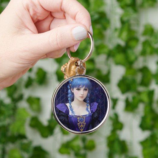 Violet de Schattigee Dark Academia Meisje Fantasy  Sleutelhanger (Hand)