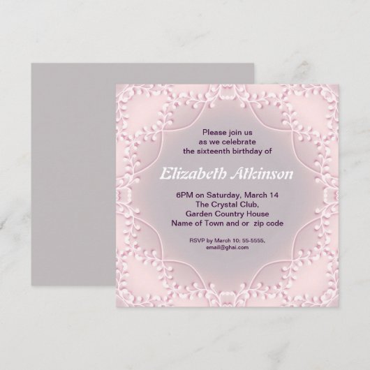 Violet Design Elegante Eenvoudige 16 Verjaardag Ui Kaart (Voorkant / Achterkant)