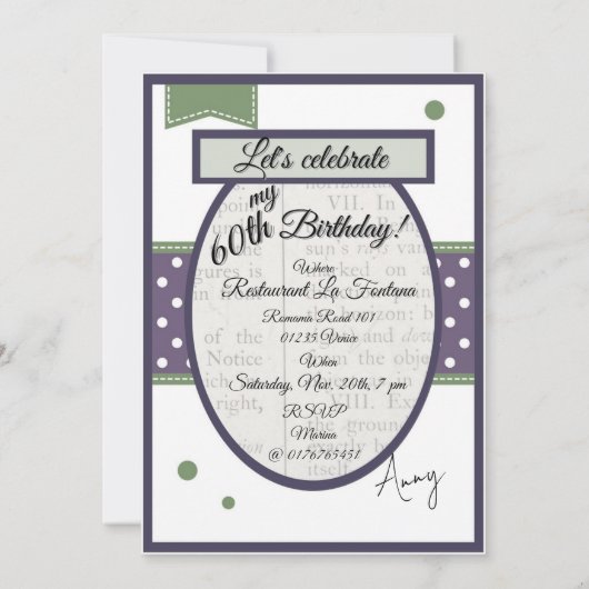 Violet Details op de achterste Verjaardag Kaart (Achterkant)