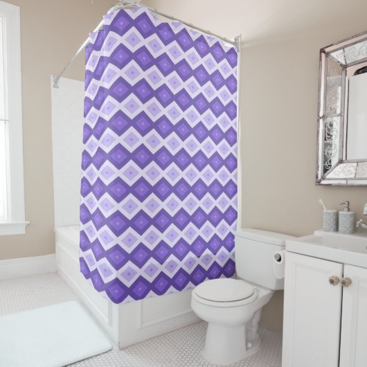 Violet diamantpatroon douchegordijn (In situ)