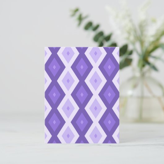 Violet diamantpatroon RSVP kaartje (Staand voorkant)