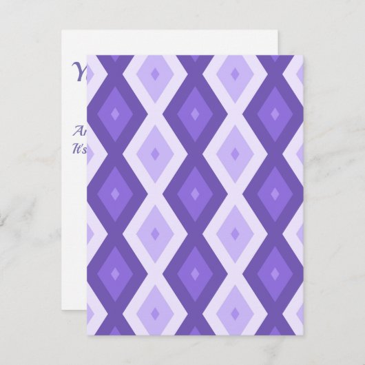 Violet diamantpatroon RSVP kaartje (Voorkant / Achterkant)