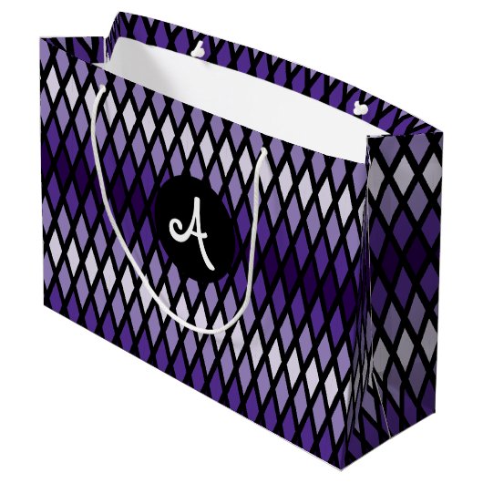 Violet Diamond Ombre Monogram Groot Cadeauzakje (Achterkant Gekanteld)