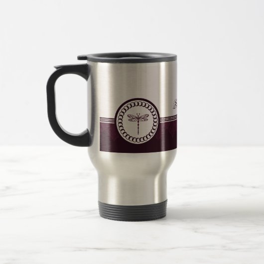 Violet Dragonfly Emblem Travel Mug Reisbeker (Links)
