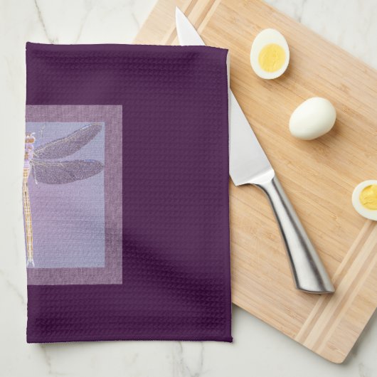 Violet Dragonfly Theedoek (Quarter Fold)