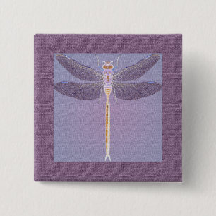 Violet Dragonfly Vierkante Button 5,1 Cm