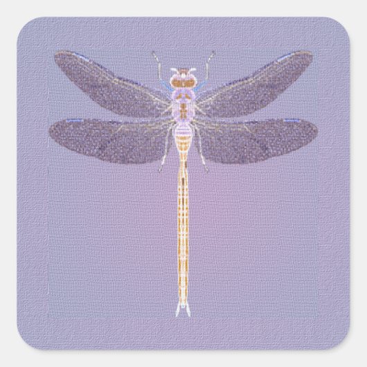 Violet Dragonfly Vierkante Sticker (Voorkant)