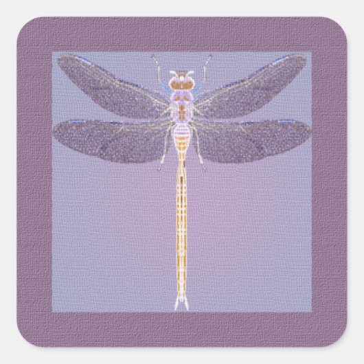 Violet Dragonfly Vierkante Sticker (Voorkant)