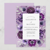 Violet Dramatic Botanical Wedding Kaart (Voorkant / Achterkant)
