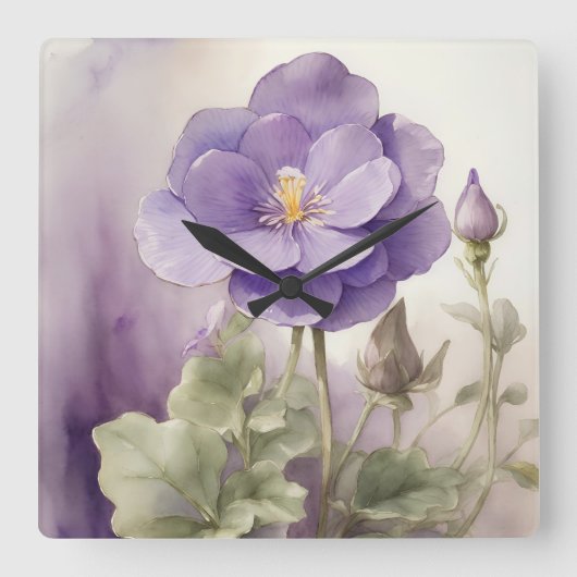 Violet Dreams Vierkante Klok (Voorkant)