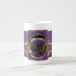 Violet Duchess "A" Letter Monogram Bone China Mok