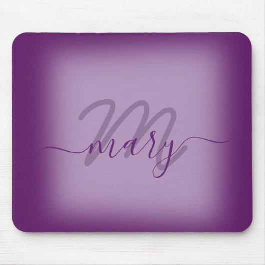 Violet Dusty Paarse minimale naam Monogram Muismat (Voorkant)