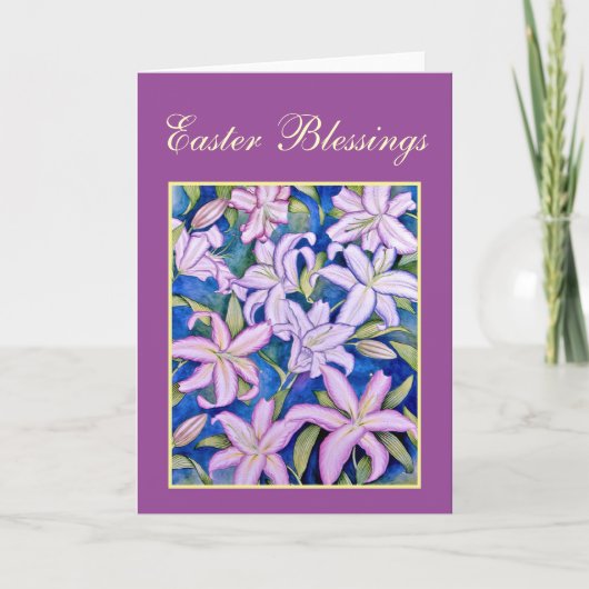 Violet Easter Lelies Feestdagen Kaart (Voorkant)