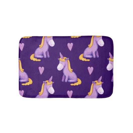 Violet eenhoorns harten Waterverf patroon. Badmat (Voorkant)