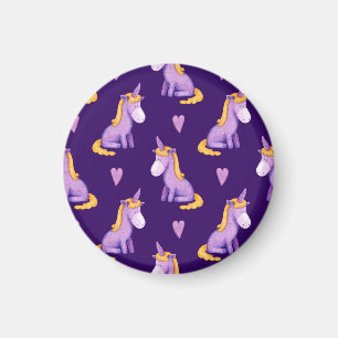 Violet eenhoorns harten Waterverf patroon. Magneet