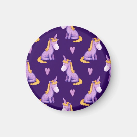 Violet eenhoorns harten Waterverf patroon. Magneet (Voorkant)