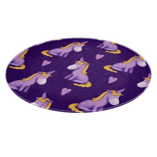 Violet eenhoorns harten Waterverf patroon. Snijplank (Hoek)