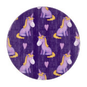 Violet eenhoorns harten Waterverf patroon. Snijplank (Voorkant)