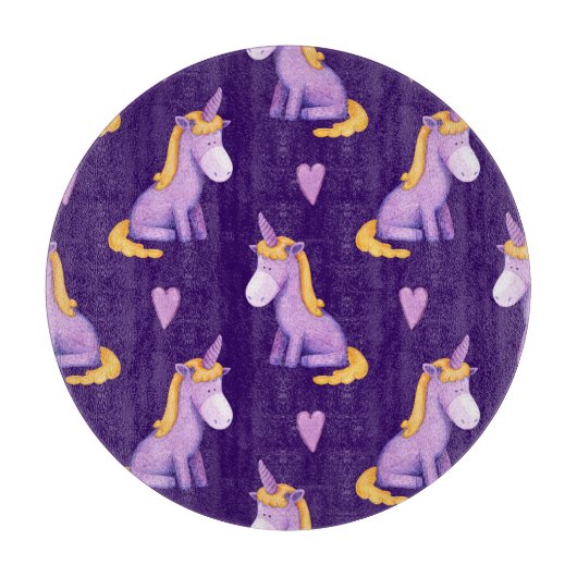 Violet eenhoorns harten Waterverf patroon. Snijplank (Voorkant)