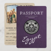 Violet Egypt Passport Wedding Save the Date (Voorkant / Achterkant)