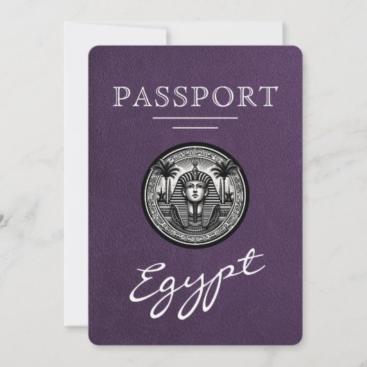 Violet Egypt Passport Wedding Save the Date (Voorkant)