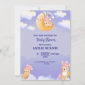 Violet en beige waterverf baby shower uitnodiging (Voorkant)