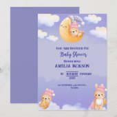 Violet en beige waterverf baby shower uitnodiging (Voorkant / Achterkant)