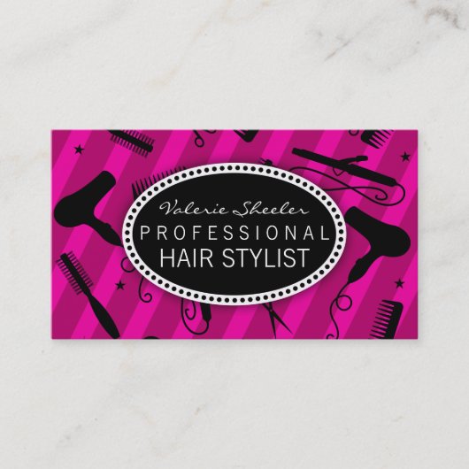 Violet- en Black Hair Salon-tools Visitekaartje (Voorkant)