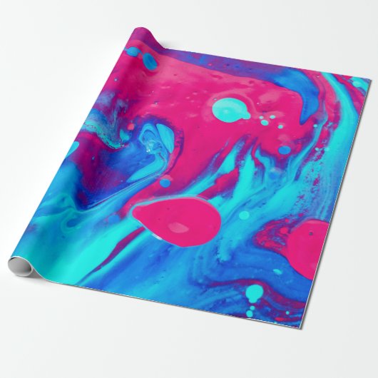 Violet en blauw abstract schilderij cadeaupapier (Uitgerold)