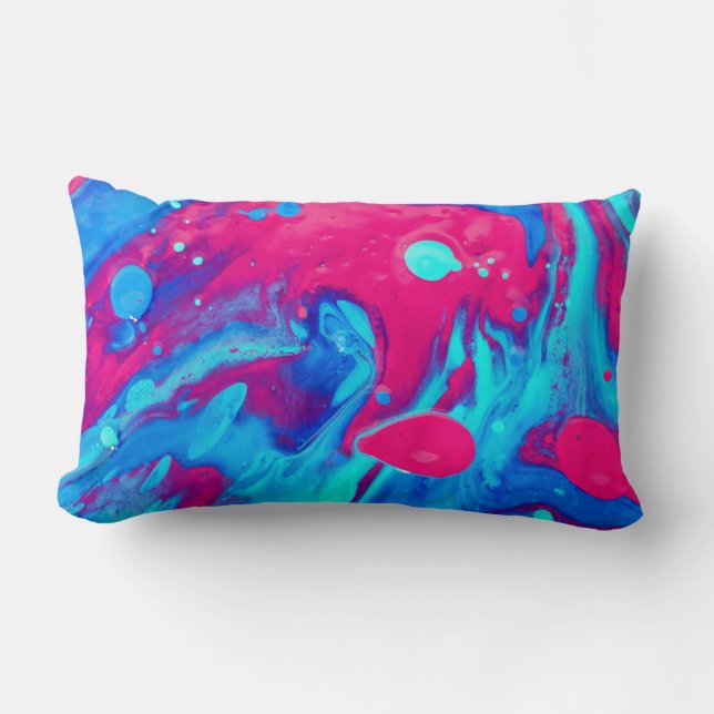 Violet en blauw abstract schilderij kussen (Voorkant)
