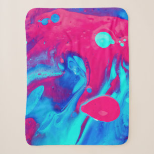 Violet en blauw abstract schilderij sherpa deken