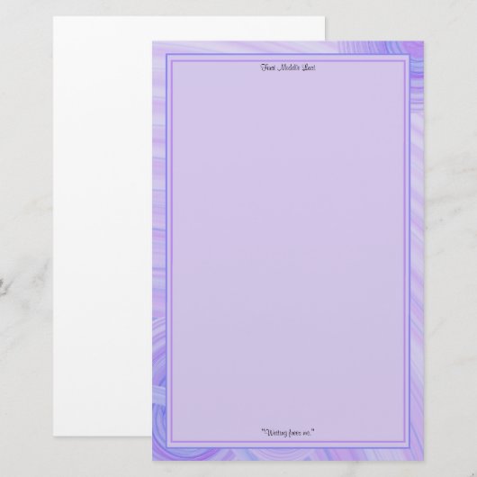 Violet- en blauwe lijngrenzen gepersonaliseerd briefpapier (Voorkant / Achterkant)
