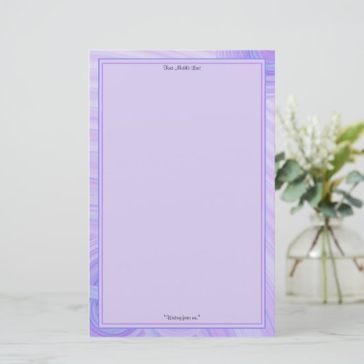 Violet- en blauwe lijngrenzen gepersonaliseerd briefpapier (Staand voorkant)