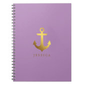 Violet en Faux Gold Foil Anchor Notitieboek (Voorkant)