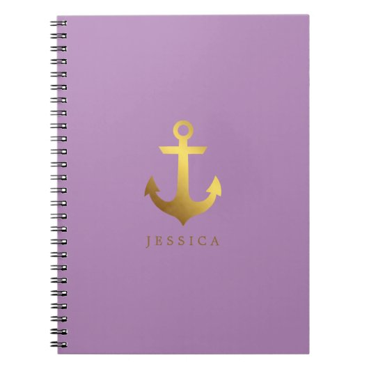 Violet en Faux Gold Foil Anchor Notitieboek (Voorkant)