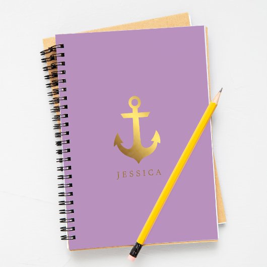 Violet en Faux Gold Foil Anchor Notitieboek