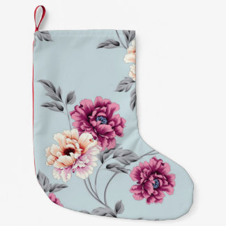 violet en geel bloemen met een bladpatroon op b kleine kerstsok